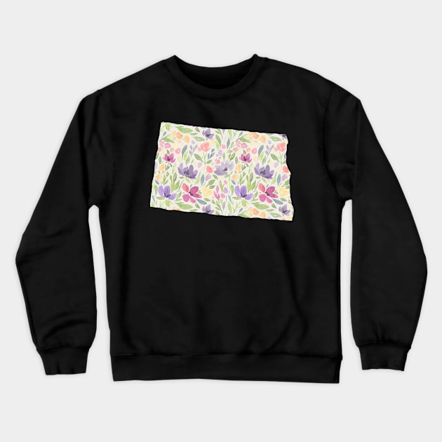 North Dakota Silhouette Florals Crewneck Sweatshirt by randomolive